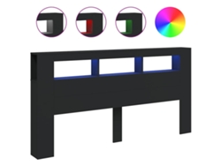 Cabecero con LED, base de madera, negro, MAISON EXCLUSIVE (200x18,5x103,5 cm)