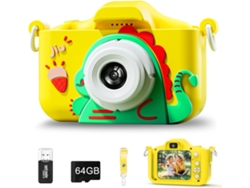 Câmera Digital Infantil 1080P Hd Tela Hd de 2.4 Polegadas Presente de Aniversário de Natal 64G/Amarelo GERTIZ