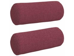 Cojines de apoyo, 2 unidades, color rojo vino, Ø 15 x 40 cm, tela HARLANV1