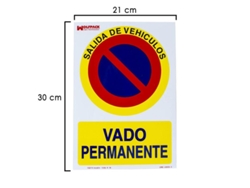 Cartel vado permanente 30x21 cm.