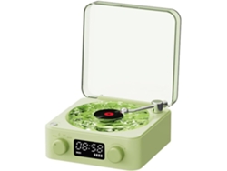 Altavoz Retro Kw03 Rgb, Tocadiscos De Vinilo, Bluetooth 5.0, Sonido Estéreo, Ruido Blanco, Verde.