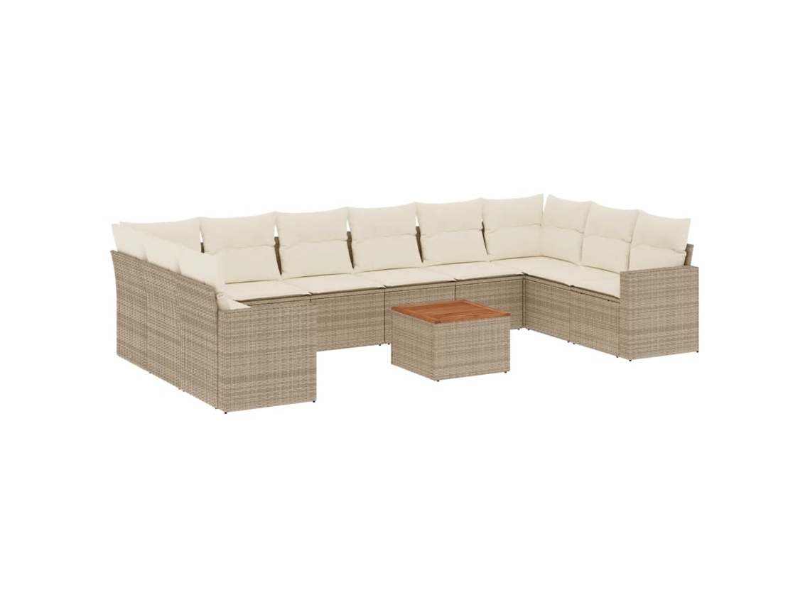 Maison Exclusive - Set De Sofás De Jardín 11pzas Con Cojines Ratán Sintético Beige