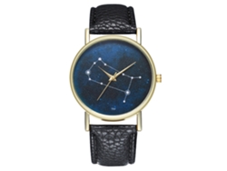Reloj De Pulsera De Cuarzo Para Hombre Y Mujer Zhoulianfa Con Correa De Cuero Pu Constellation Moda Negro
