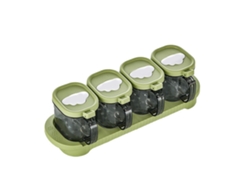 Juego De 4 Cajas Transparentes Animadas Para Especias Con Tapa Y Base, Organizador De Cocina.