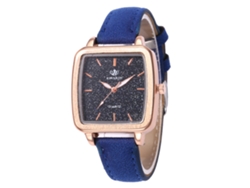 Reloj De Pulsera Informal Para Mujer En Piel Sintética Azul Marino Con Esfera Cuadrada Y Movimiento De Cuarzo.