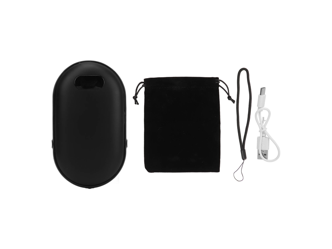 Calentador De Manos Eléctrico 2 En 1, Batería Externa Recargable Por Usb Con Pantalla Lcd, Portátil, Negro.