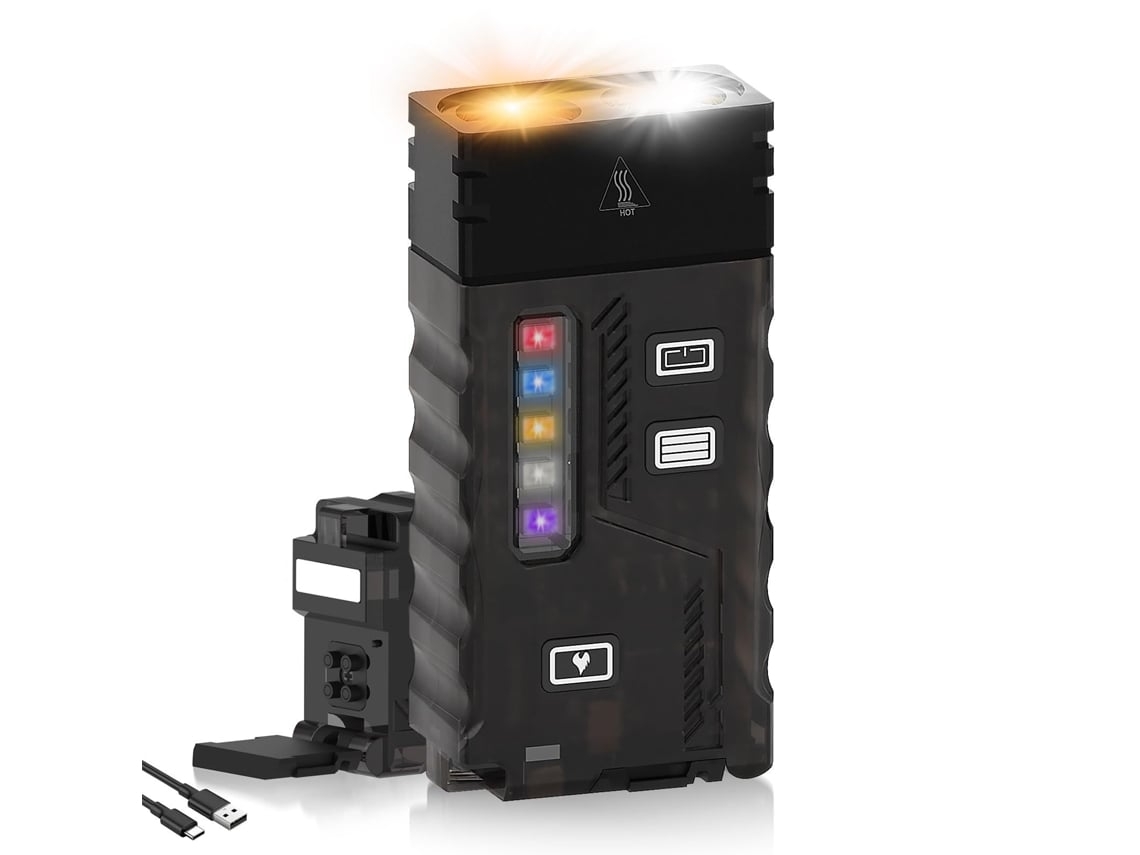 Linterna LED pequeña y potente EDC, 13 modos, recargable por USB C, 1000 lúmenes, mini llavero de bolsillo con clip, IP67, magnética, color negro Yunzii