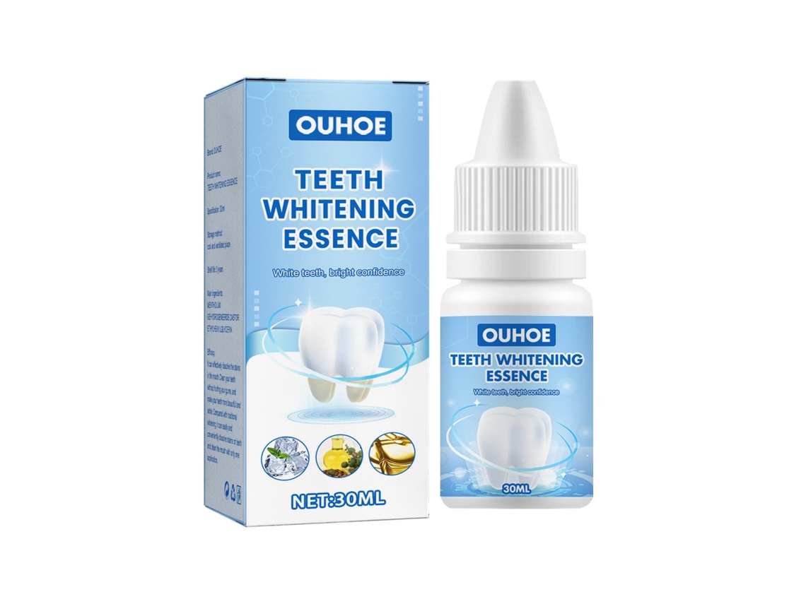 La esencia blanqueadora dental Ouhoe limpia la placa, las manchas de humo, el mal aliento y proporciona cuidado bucal.