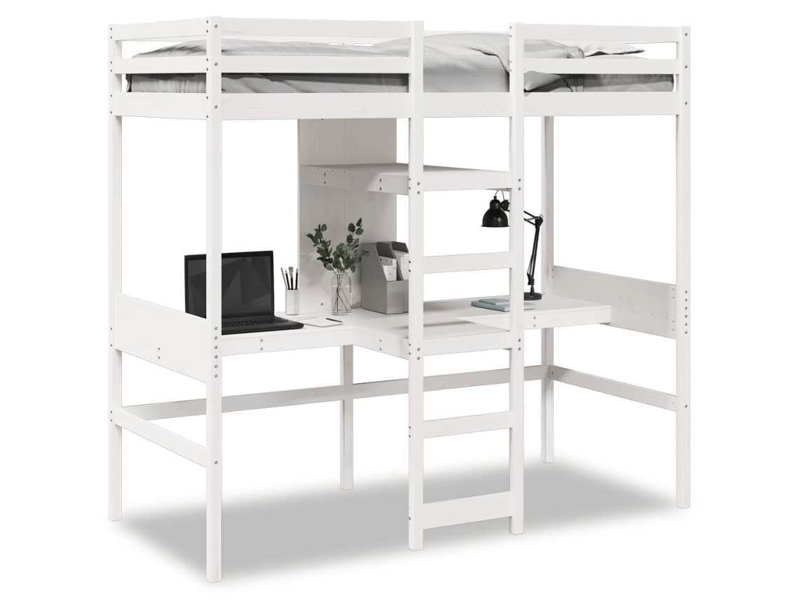Cama Alta Sin Colchón 90x190 Cm Pino Macizo Blanco Dkd Home Decor