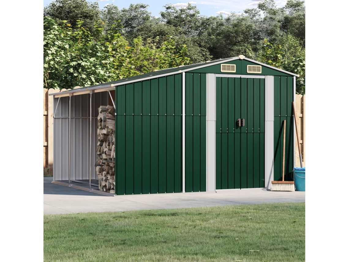 Caseta de jardín de acero galvanizado verde de 277 x 279 x 179 cm, DKD Home Decor