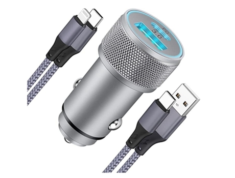 Cargador Carro Liga Porta Isqueiro Usb Tipo Soquete para Apple, Samsung BISBISOUS Plateado