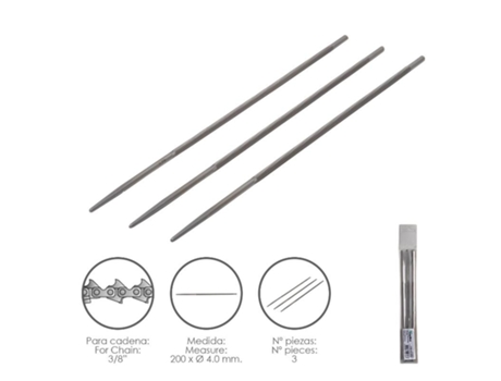 Limas cadena motosierra 200 x ø 4.0 mm. 3/8 lp (pack 3 piezas)