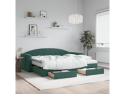 Sofá Cama Nido Con Cajones Terciopelo Verde Oscuro 90x200 Cm
