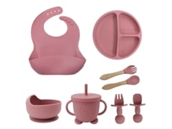 Conjunto 8 Peças Silicone Rosa – Estimula Autoalimentação, Bebé, Macio E Lavável