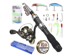 Kit De Caña De Pescar Telescópica Con Carrete Giratorio Y Accesorios, Completo Con Caja De Herramientas.