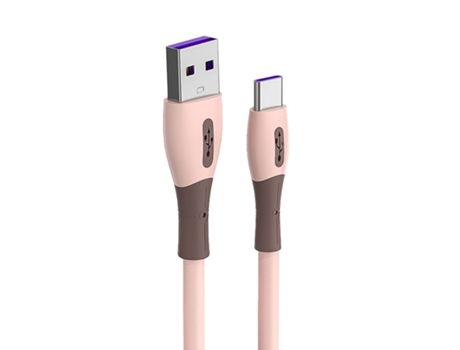 Cable de carga de 1,2 m Anti-bobinado 3A Carga rápida Silicona para Android/Tipo-C/para iOS Cable USB de datos para oficina-Enchufe rosa para tipo-C