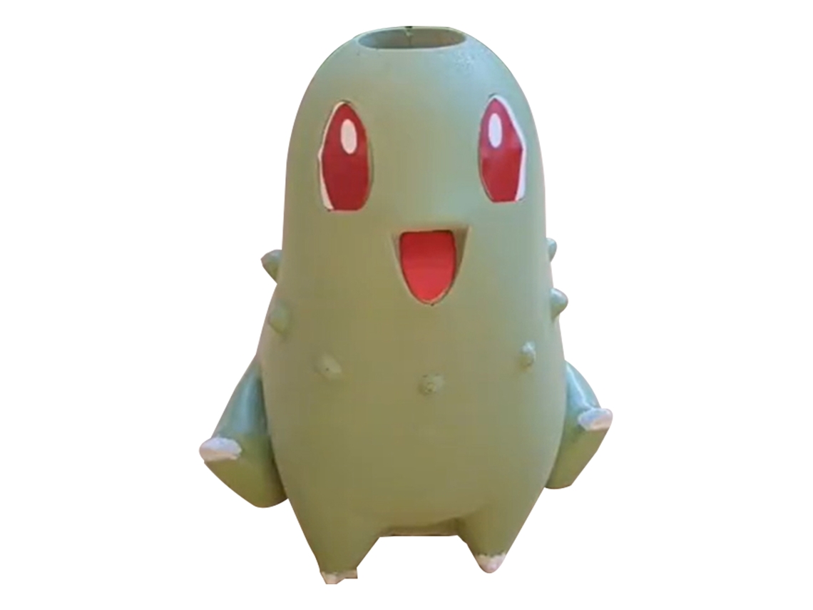 Adorno de mascota Pokémon Chikorita, maceta con flores, evolución, juego móvil