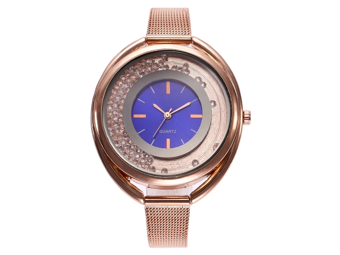Reloj Unisex Zhoulianfa Con Correa De Malla, Movimiento De Cuarzo Analógico, Azul Real.