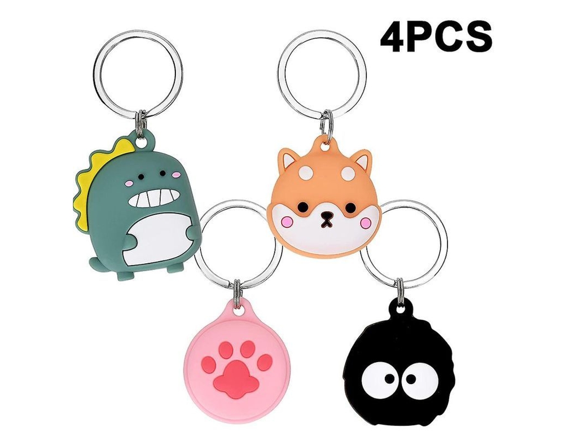 4 Bonitas Fundas De Silicona Con Estampados De Dibujos Animados, Fundas Protectoras Antiarañazos Con Pequeño Llavero.