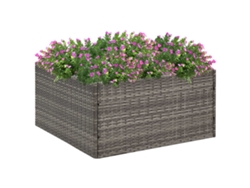 Maceta/Jardinera de Jardín 80X80X40 Cm Mimbre Piel Gris