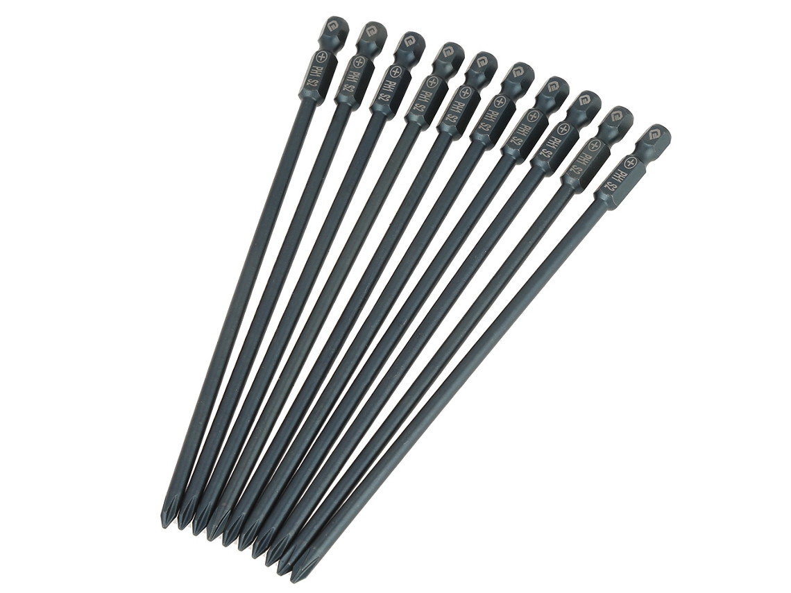 Conjunto De 10 Pontas De Parafuso Cruzado Ph1 Aço S2 1/4polegada 150mm