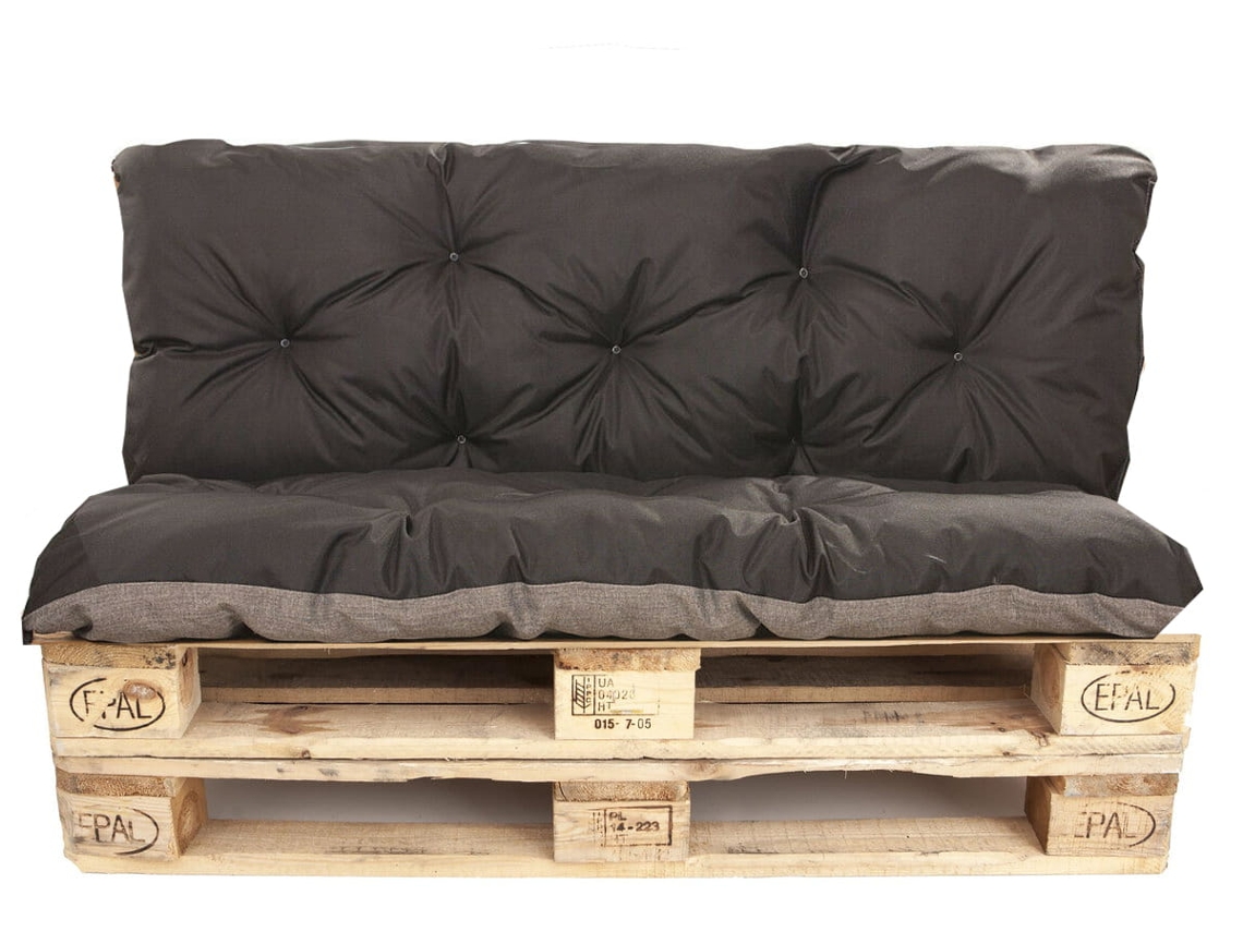 Set Cojines Palet Asiento 120 x 50 y Respaldo 120 x 50 cm Negro cojines sofá - cojín para palet in-exterior SETGARDEN