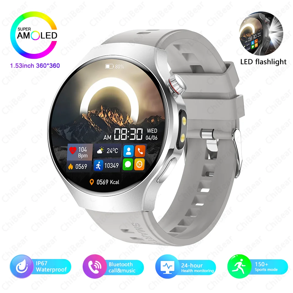 Reloj inteligente con GPS, resistente al agua, funciones deportivas y de fitness, linterna y llamadas Bluetooth. MDUG (gris)