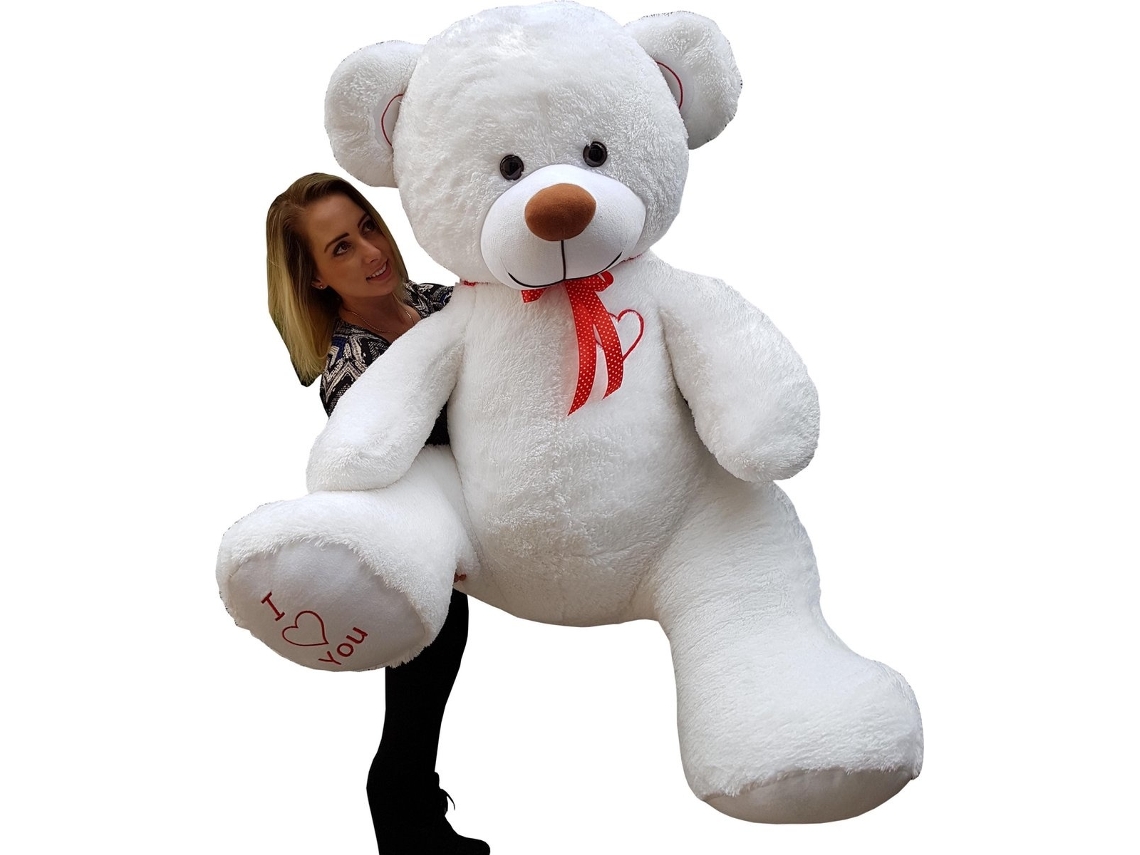 Gran oso de peluche blanco con texto "Te amo" bordado, 160 cm, B.active