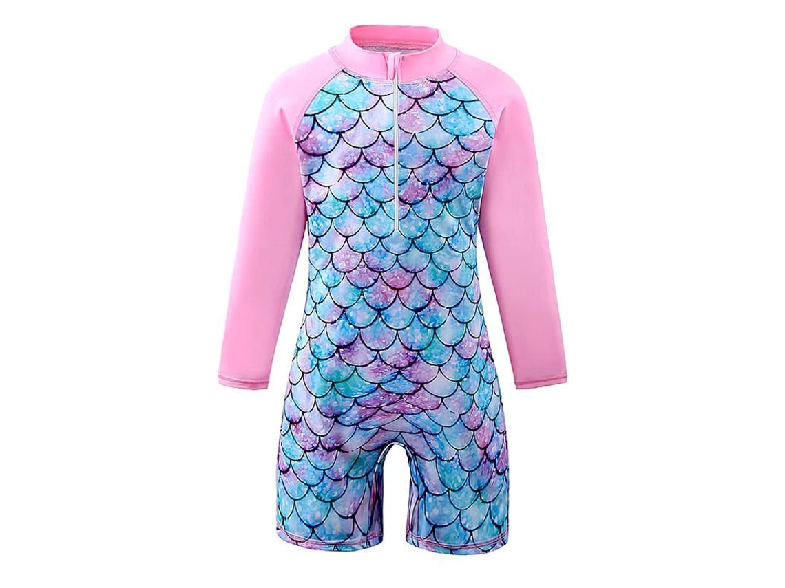 2026-35557-traje De Baño Niña Sirena Manga Larga Cremallera Protección Solar Talla 5-6 Años Poliéster