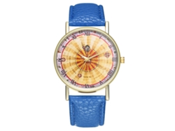 Reloj De Cuarzo Con Correa De Piel Pu Unisex Dial Numeros Romanos Azul Real