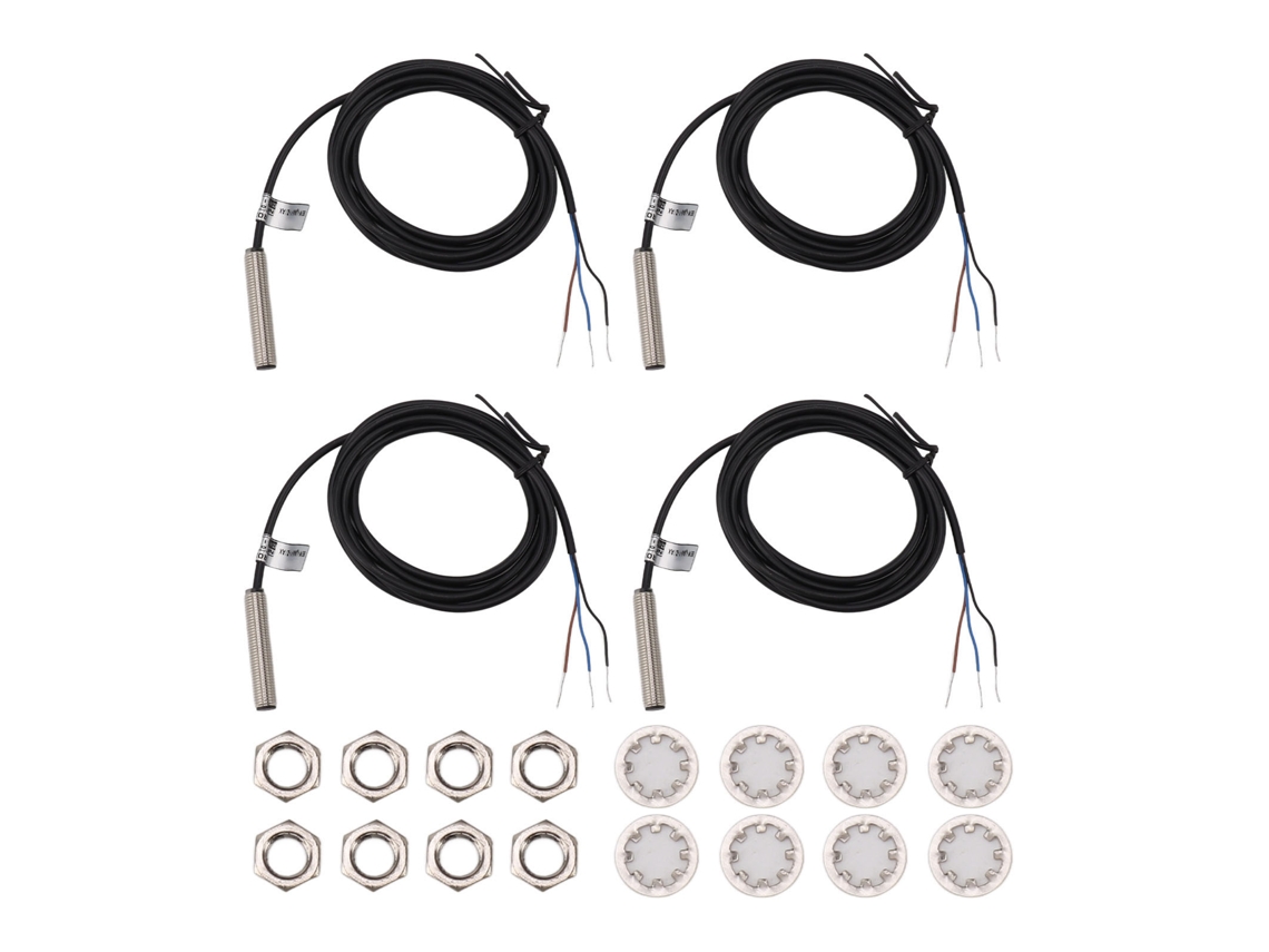 4 Conjuntos Sensor De Proximidad Inductivo 8mm Cabeza Plana Npn 3 Cables Normalmente Cerrado
