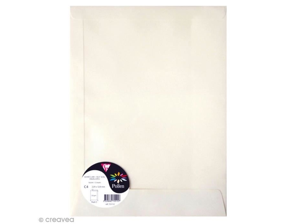 Sobres Pollen Clairefontaine 229 x 324 mm 120 g Marfil 5 uds