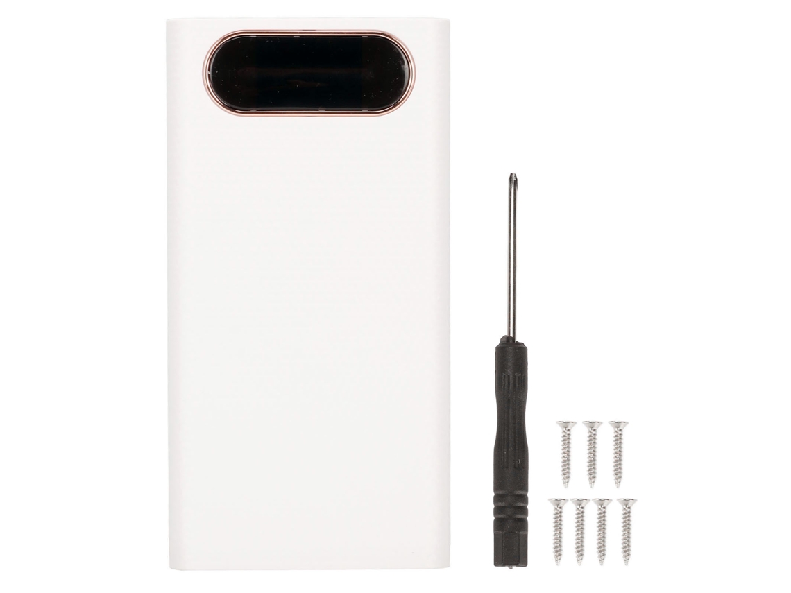 Caixa Diy Power Bank 22.5w Carregador Rápido com 6 Baterias 21700, Carcaça em ABS Branco