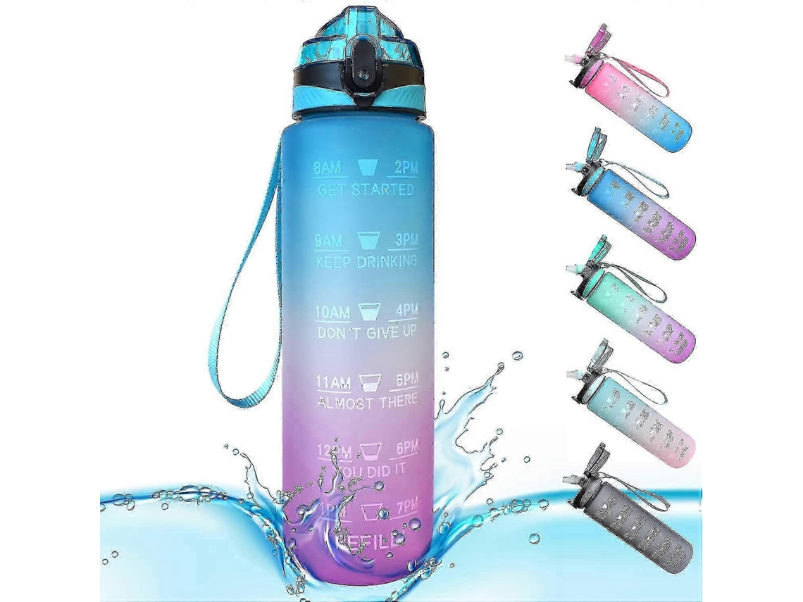 Botella Deportiva De 1 Litro Con Marcaciones De Tiempo Y Pajitas. Botellas Con... Rosewell