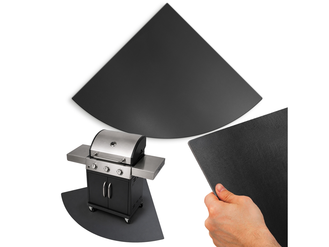 Placa De Suelo Para Barbacoa - Protección Contra Grasa Y Calor (100x100 Cm - Cuarto De Círculo)