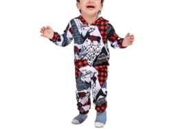 Pijamas Navideños De Familia Con Estampados De Ciervos Cierre Cremallera Enteros Para Fiesta De Navidad Rojo Bebé 9-12m
