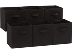 Juego de 6 cubos de almacenamiento de tela plegables con asas, 10,5 x 1
