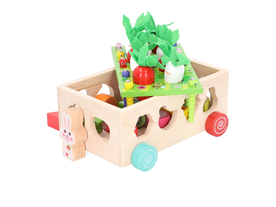 -juguete De Clasificación Por Formas De Huerta Infantil Carro De Arrastre Zanahoria Juguete De Madera Multifuncional Puzzle Para Niños