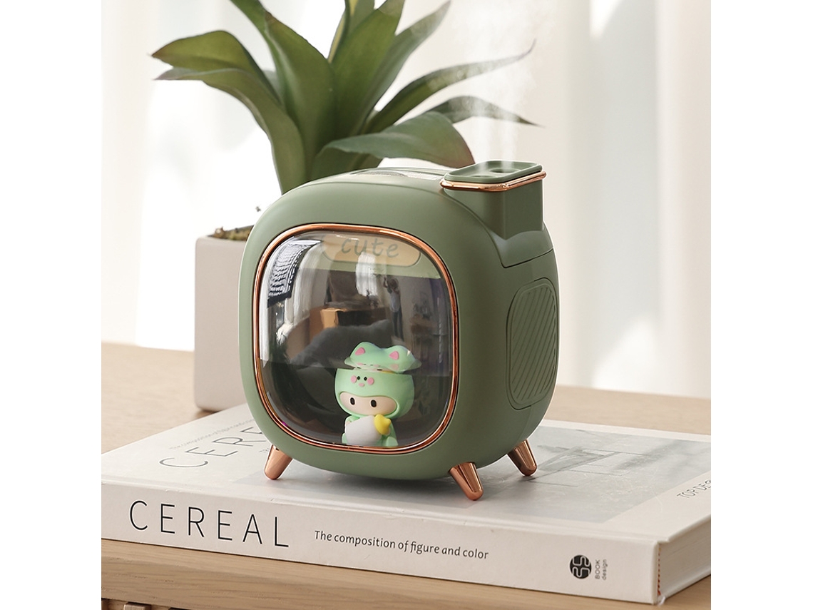 Humidificador ultrasónico de 500 ml con difusor de aceites esenciales de gran capacidad para aromaterapia (verde, USB) Mdug (USB)