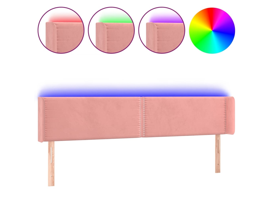 Cabecero de terciopelo rosa con luces LED MAISON EXCLUSIVE (163x16x78 cm)