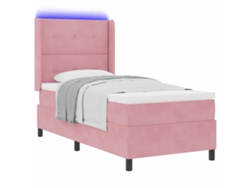 Maison Exclusive - Cama Tipo Box Spring Con Colchón Rosa 90 X 190 Cm Terciopelo