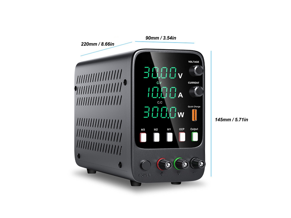 Fuente de alimentación de CC variable de 300 W y 0,10 A con pantalla LED de 4 dígitos y perilla codificadora ajustable