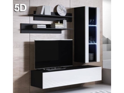 Conjunto de Muebles de TV MÓVEIS BONITOS Luke 3 (Negro y Blanco - 160x40x166 cm)