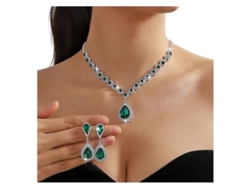 Conjunto de joyas para mujer 2026 con gargantilla y pendientes colgantes de cristal sintético brillante para bodas y ocasiones especiales.