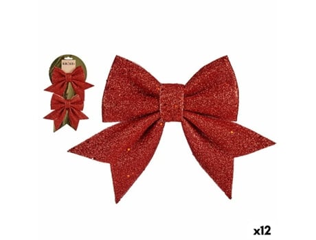 Conjunto de Adornos de Navidad KRIST Adornos Lazo Plástico Rojo - 12un (2.5x18X30cm)