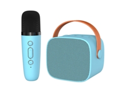 Máquina De Karaokê Mini Portátil Com Alto-falante Bluetooth E Microfone Som Surround Hifi Azul Céu