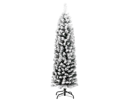 vidaXL Árbol de Navidad artificial estrecho con nieve PVC verde 150 cm