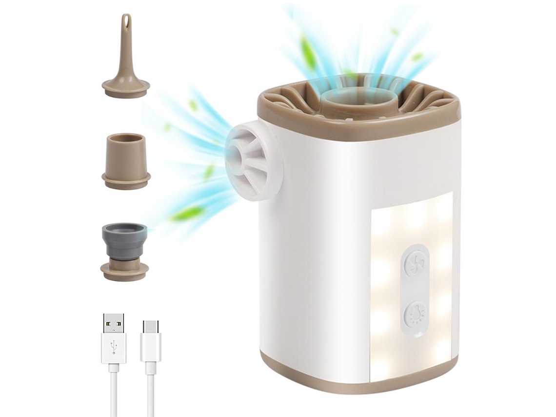 Bomba De Aire Portátil Inalámbrica Eléctrica Con Luz Led Recargable Para Colchones Hinchables Ultraligera
