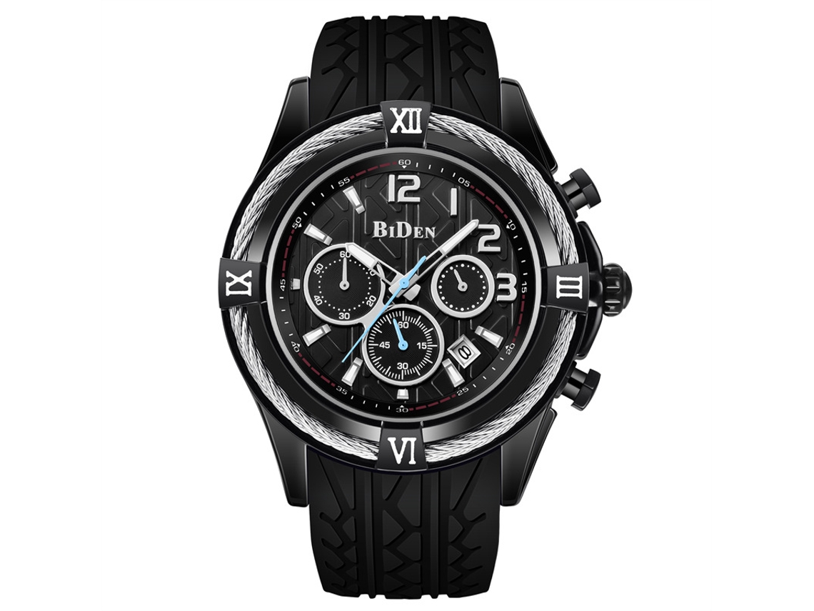Reloj Deportivo Multifuncional De Cuarzo Con Cronógrafo De Seis Manecillas (negro)