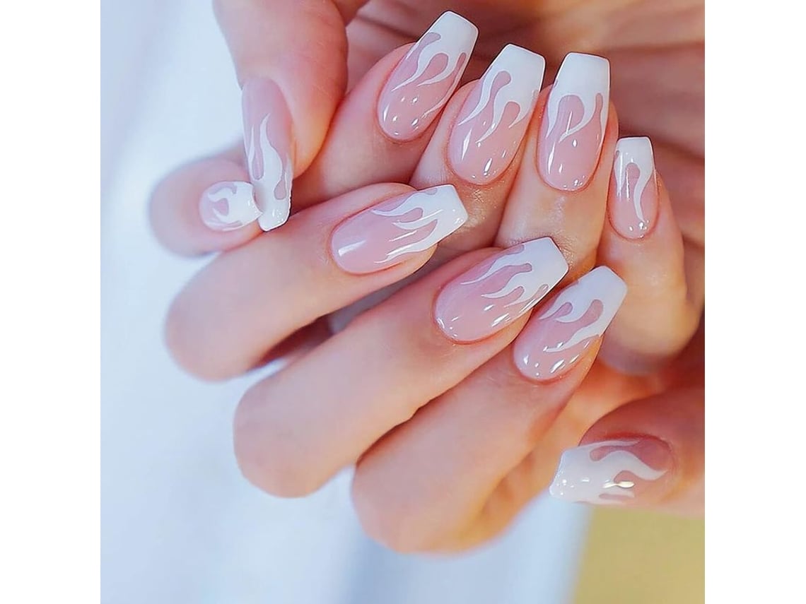 48 Uñas Postizas Medianas Con Purpurina, Estilo Stiletto, Con Pegamento, 10 Tamaños, Material Abs Ecológico.